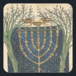 Pegatina Cuadrada Iluminación de una menorah, de<br><div class="desc">Iluminación de una menorah,  de la Biblia judía Cervera,  1299 | por Joseph Asarfati | Ubicación del arte: Instituto da Biblioteca Nacional,  Lisboa,  Portugal | Artista francés | Número de colección de imágenes: XIR161985</div>