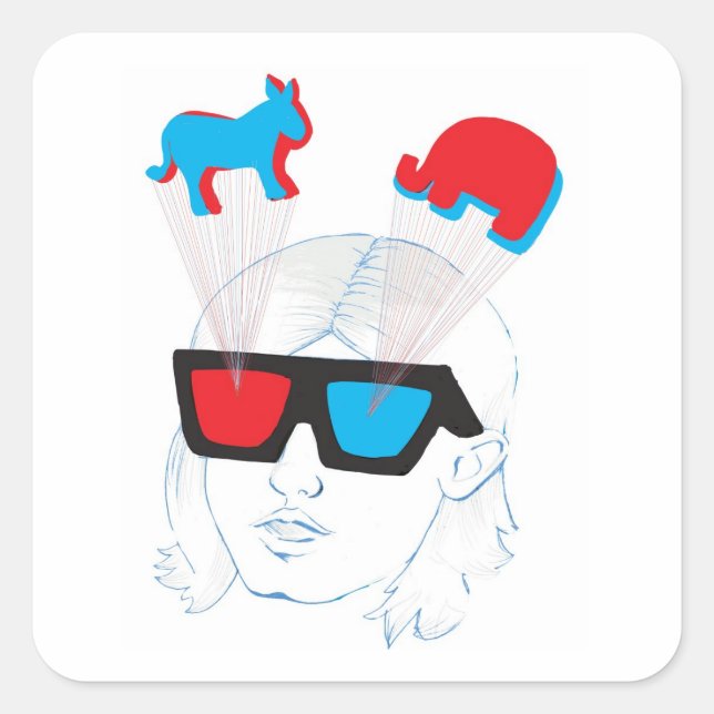 Pegatina Cuadrada Ilusión óptica (Anverso)