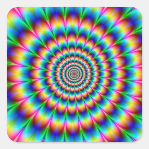 Pegatina Cuadrada Ilusión óptica en espiral arcoiris