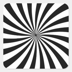 Pegatina Cuadrada Ilusión óptica Swirl blanco negro