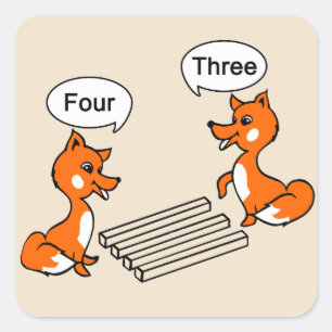 Pegatina Cuadrada Ilusión óptica Trick Fox Drawing