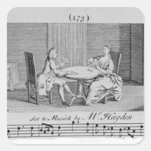Pegatina Cuadrada Ilustracion a hoja de música por Joseph Haydn