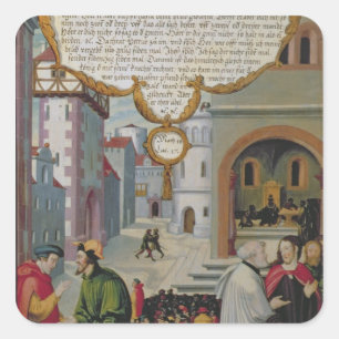 Pegatina Cuadrada Ilustracion a la enseñanza de Cristo