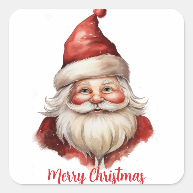 Pegatina Cuadrada Ilustracion acuático Santa Claus (Anverso)