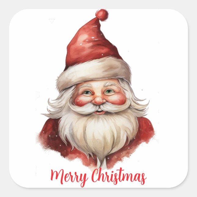 Pegatina Cuadrada Ilustracion acuático Santa Claus (Anverso)
