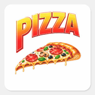Pegatina Cuadrada Ilustración adorable de amante de la pizza para no