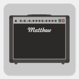 Pegatina Cuadrada Ilustracion amplificador personalizado para músico