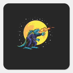 Pegatina Cuadrada ilustracion astro godzilla con diseño