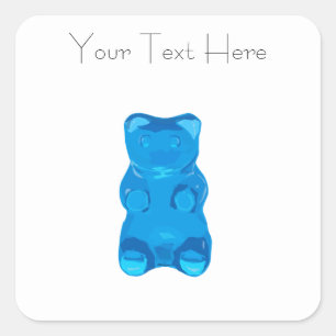 Pegatina Cuadrada Ilustracion azul de Gummybear