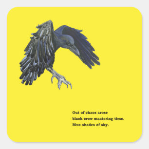 Pegatina Cuadrada Ilustracion Black Crow & Haiku