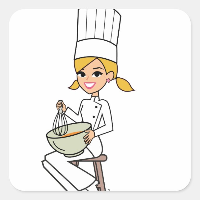 Pegatina Cuadrada Ilustracion Chica único (Anverso)