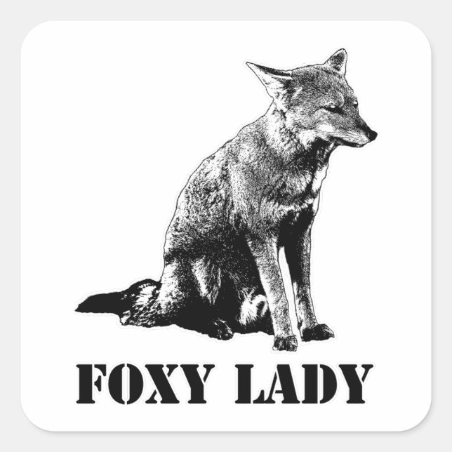 Pegatina Cuadrada Ilustracion conceptual de Foxy lady (Anverso)