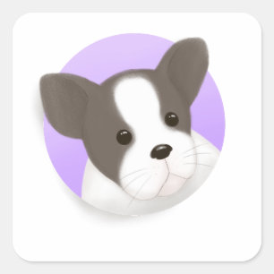 Pegatina Cuadrada Ilustracion Cute Dog