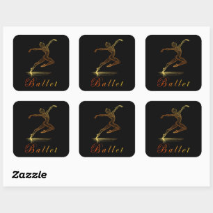 Pegatina Cuadrada Ilustracion de bailarina masculina de ballet de Go