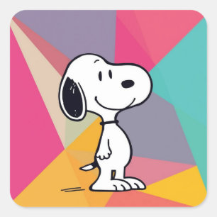 Pegatina Cuadrada Ilustración de Beagle Divertido en Arte Pop Geomét