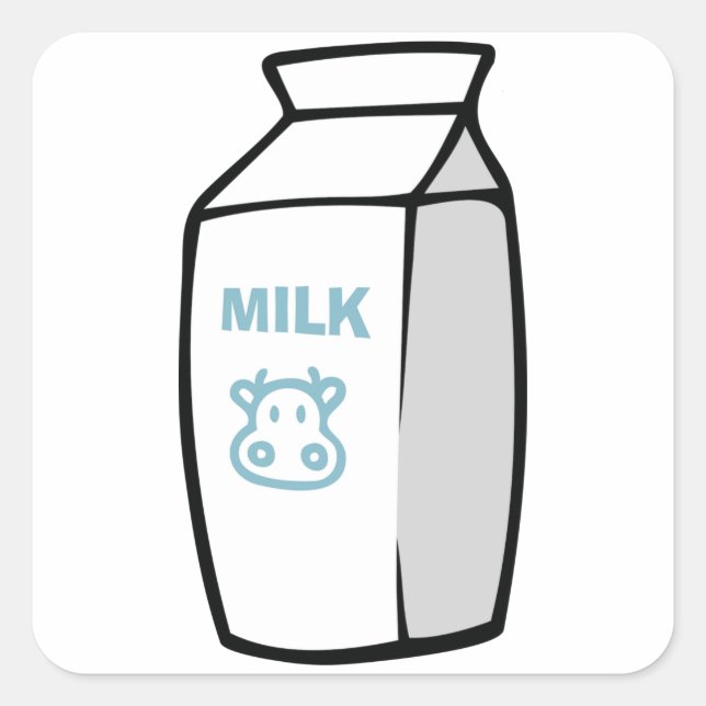 Pegatina Cuadrada Ilustracion de cartón de leche Personalizado de va (Anverso)