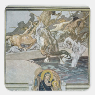 Pegatina Cuadrada Ilustracion de Comedy divino de Dante '