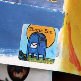 Pegatina Cuadrada Ilustracion de correo de caja desplegable