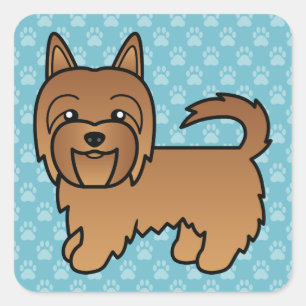 Pegatina Cuadrada Ilustración de dibujos animados de perro terrier a