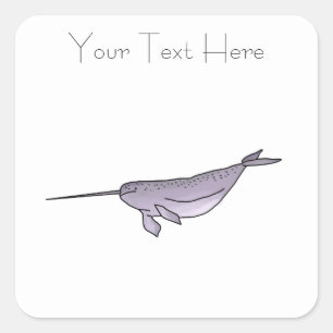 Pegatina Cuadrada Ilustracion de Digitaces Narwhal, animal de mar
