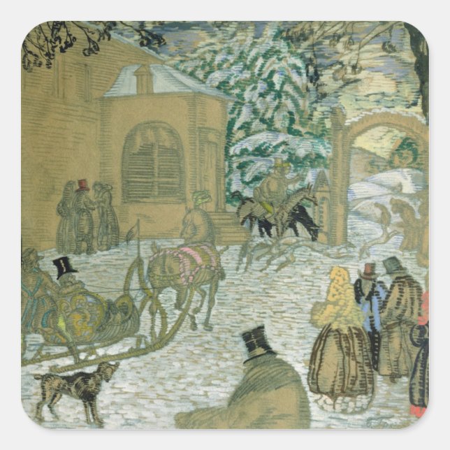 Pegatina Cuadrada Ilustración de 'Dubrovsky', por Alexander Pushkin (Anverso)