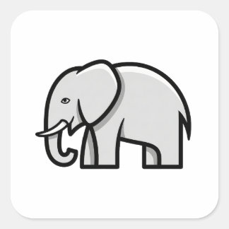 Pegatina Cuadrada Ilustración de elefante minimalista equilibrada