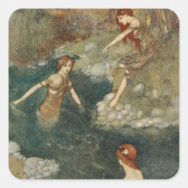 Pegatina Cuadrada Ilustracion de época Edmund Dulac Tempest