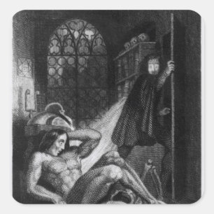 Pegatina Cuadrada Ilustracion de 'Frankenstein