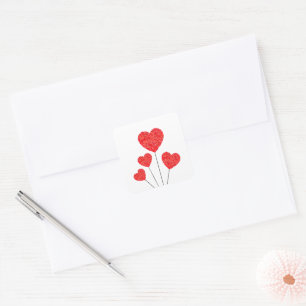 Pegatina Cuadrada Ilustración de globos con corazones diseño
