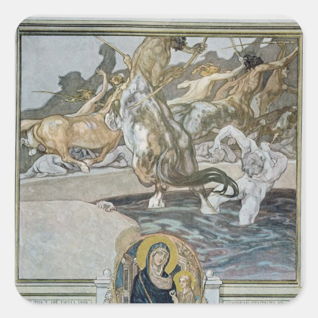 Pegatina Cuadrada Ilustracion de la 'Divina Comedia' de Dante (Anverso)