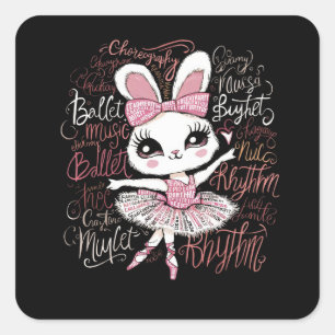 Pegatina Cuadrada Ilustracion de la ropa de peluquería de un conejit