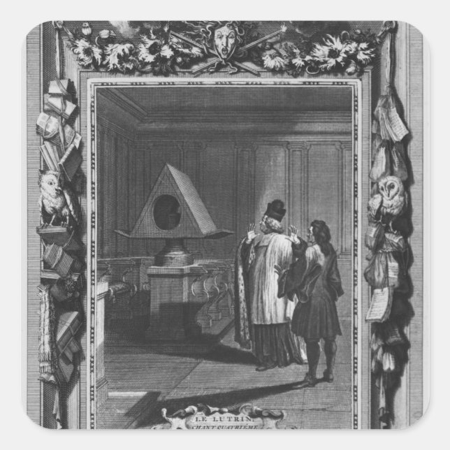 Pegatina Cuadrada Ilustracion de 'Le Lutrin' por Nicolas (Anverso)