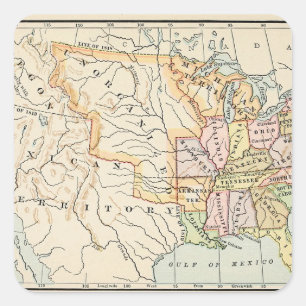 Pegatina Cuadrada Ilustración de mapa histórico de Estados Unidos 18
