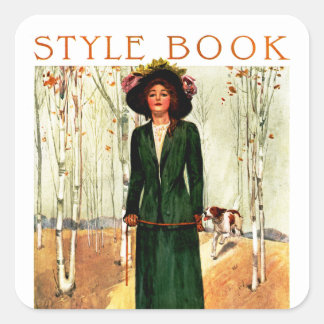 Pegatina Cuadrada Ilustracion de moda del libro de estilos
