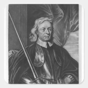 Pegatina Cuadrada Ilustracion de Oliver Cromwell