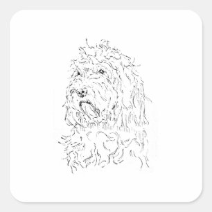 Pegatina Cuadrada Ilustración de perro, arte adorable de Cockapoo