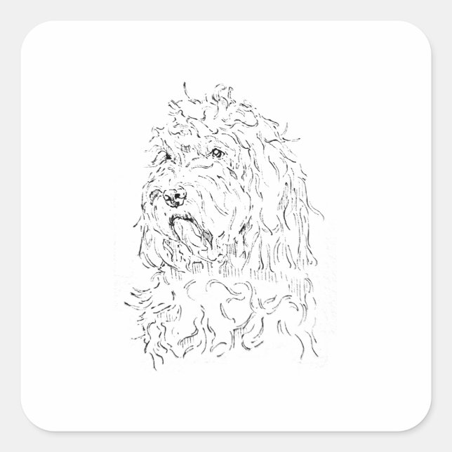 Pegatina Cuadrada Ilustración de perro, arte adorable de Cockapoo (Anverso)