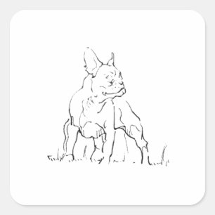 Pegatina Cuadrada Ilustración de perro Bulldog Francés - Mamá perrun