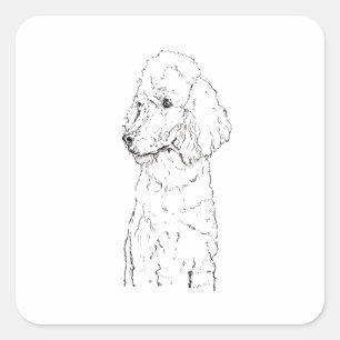 Pegatina Cuadrada Ilustración de perro Caniche estándar - Arte de ti