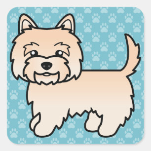 Pegatina Cuadrada Ilustración de perro de dibujos animados Cream Cai