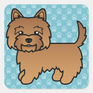 Pegatina Cuadrada Ilustración de perro de dibujos animados Terrier C