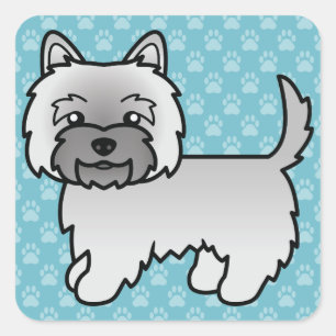 Pegatina Cuadrada Ilustración de perro de dibujos animados Terrier C