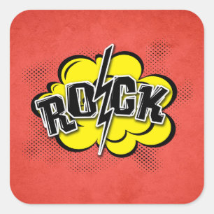 Pegatina Cuadrada Ilustracion de rock de estilo cómico