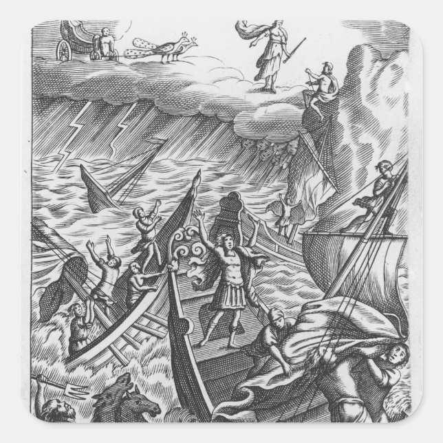 Pegatina Cuadrada Ilustracion de 'The Aeneid' de Virgil (Anverso)