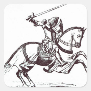 Pegatina Cuadrada Ilustracion de un Caballero Templario