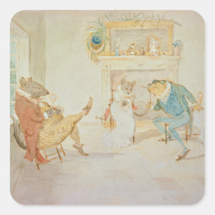 Pegatina Cuadrada Ilustracion de 'Una rana que haría Wooooke Go'