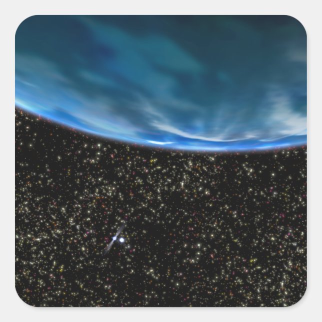 Pegatina Cuadrada Ilustracion del horizonte terrestre (Anverso)