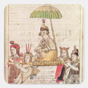 Pegatina Cuadrada Ilustracion del inca de Huascar