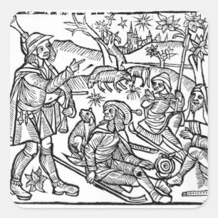 Pegatina Cuadrada Ilustracion del 'Kalendar de los pastores