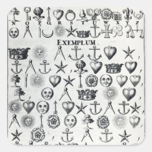 Pegatina Cuadrada Ilustracion del Libro 9